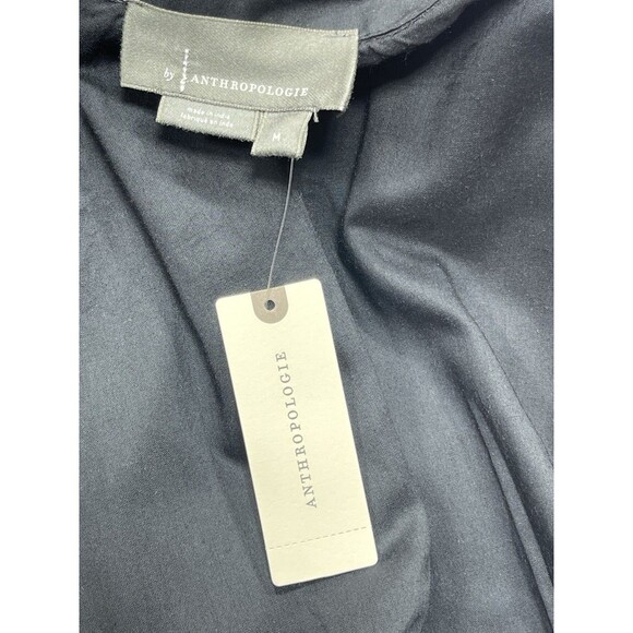 Anthropologie Midi Shirt Dress Black Pleated Cotton Preppy Retro Boho Medium NWT - Picture 10 of 14